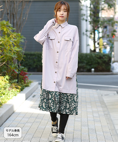 チチカカ |シャンブレープリントコンビワンピース