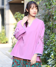 チチカカ |配色裏毛ナバホ刺繍プルオーバー