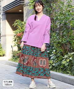 チチカカ |配色裏毛ナバホ刺繍プルオーバー