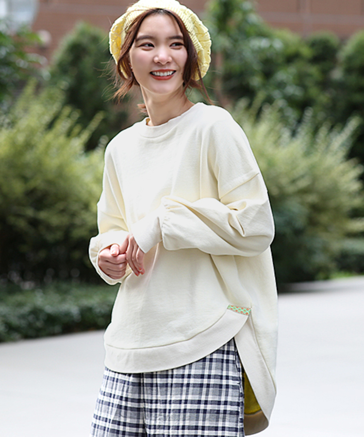 チチカカ |配色裏毛ラウンドヘムプルオーバー