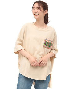 チチカカ |フェアトレードコットンドルマンポケット刺繍プルオーバー