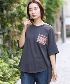 チチカカ |フェアトレードコットンドルマンポケット刺繍プルオーバー