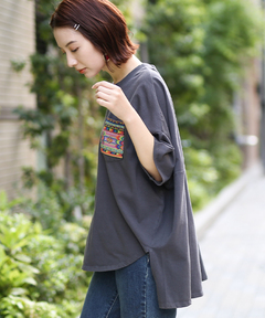 チチカカ |フェアトレードコットンドルマンポケット刺繍プルオーバー