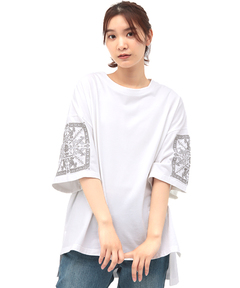 チチカカ |フェアトレードコットン袖刺繍Tプルオーバー