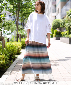 チチカカ |フェアトレードコットン袖刺繍Tプルオーバー