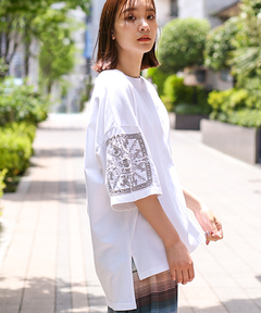 チチカカ |フェアトレードコットン袖刺繍Tプルオーバー