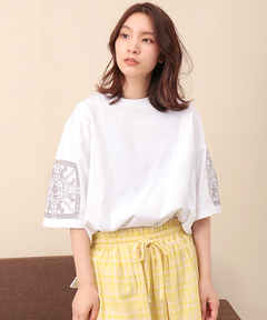 チチカカ |フェアトレードコットン袖刺繍Tプルオーバー