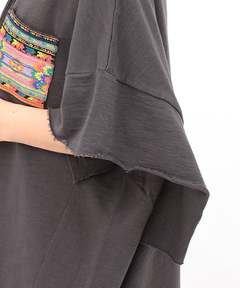 チチカカ |フェアトレードコットンミニ裏毛ポケット刺繍ワンピース