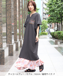 チチカカ |フェアトレードコットンミニ裏毛ポケット刺繍ワンピース