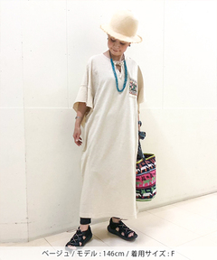 チチカカ |フェアトレードコットンミニ裏毛ポケット刺繍ワンピース