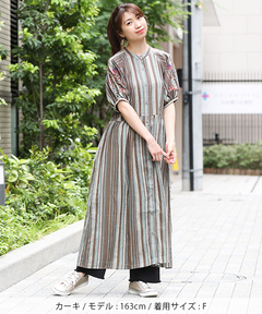 チチカカ |マルチストライプ刺繍ワンピース