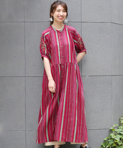 チチカカ |マルチストライプ刺繍ワンピース