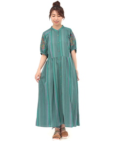 チチカカ |マルチストライプ刺繍ワンピース