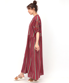 チチカカ |マルチストライプ刺繍ワンピース