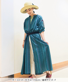 チチカカ |マルチストライプ刺繍ワンピース