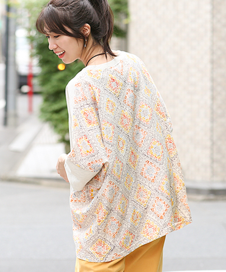 チチカカ |クロシェブロックプリントプルオーバー