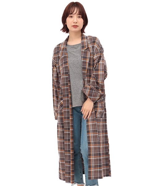 チェックローブガウン / コート | エスニックファッション＆雑貨の