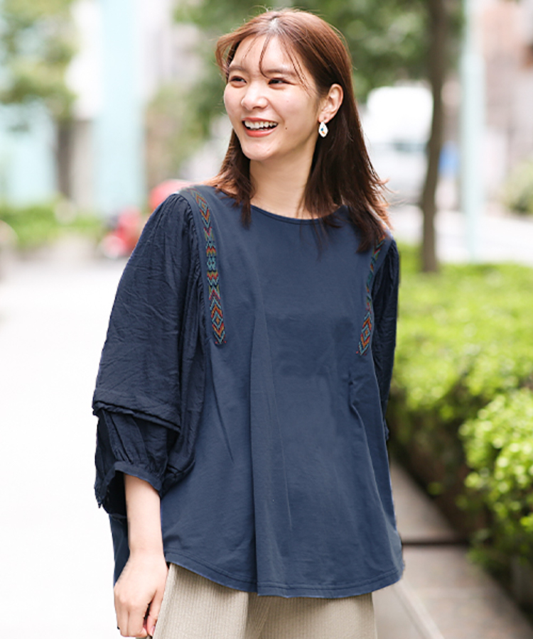 チチカカ |ギャザースリーブプルオーバー(大きいサイズ)