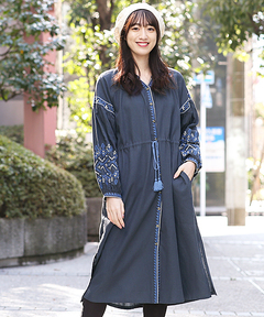 チチカカ |クロス刺繍ガウンワンピース