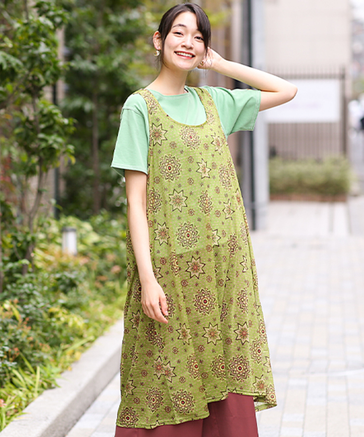 チチカカ |ドットサークルタンクワンピース(大きいサイズ)