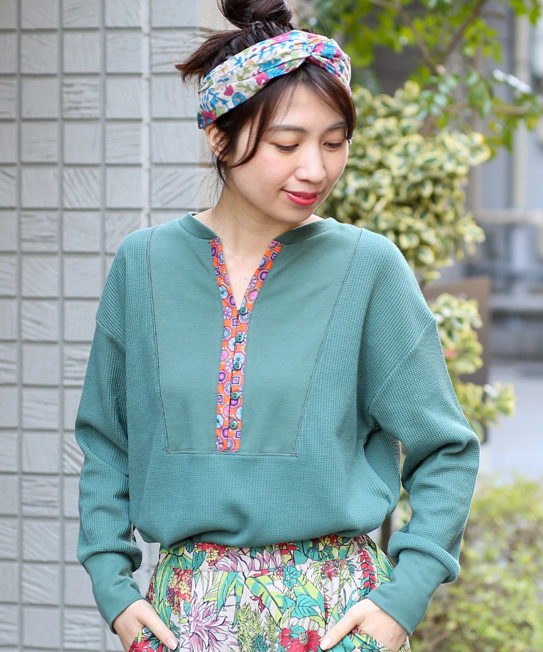 Aletta vita シャツ チュニック バンドカラー ノーカラー