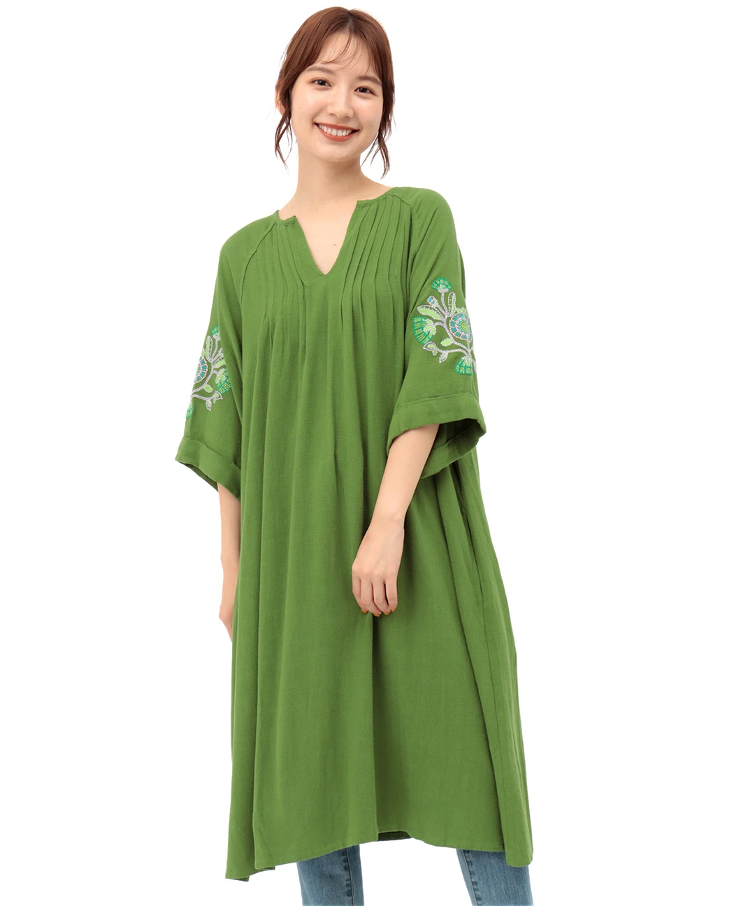 【海外限定】GinaBacconi ワンピース☆Green Alexa Ribbed Fabri 海外限定】GinaBacconi ワンピース☆Green Alexa Ribbed Fabri