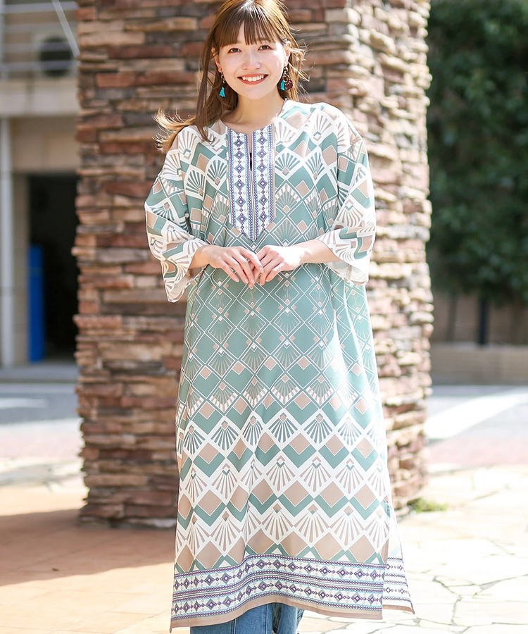 チチカカ |ジオメトリックパターンワンピース
