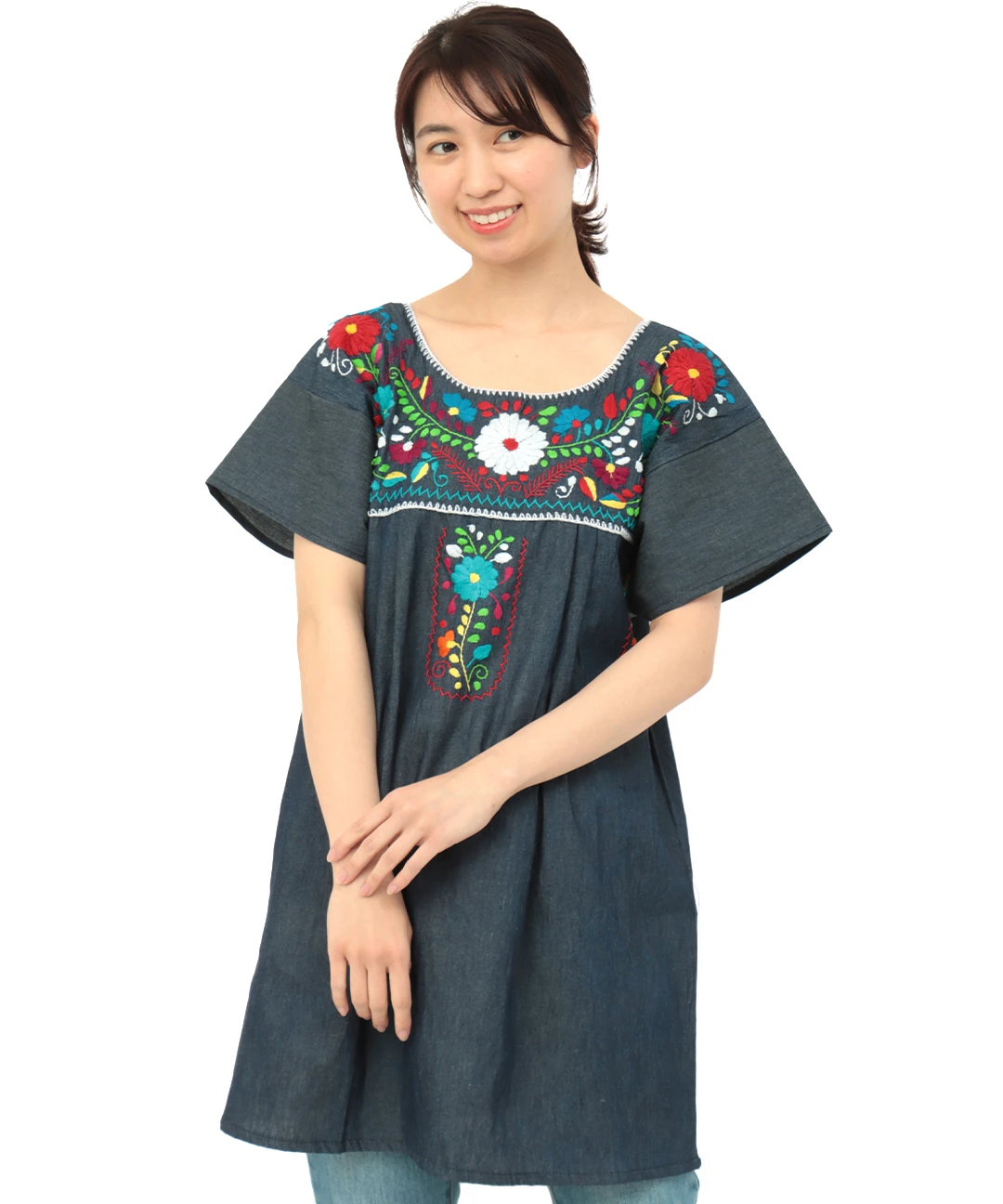【新品】メキシコ刺繍　ビーズ刺繍　トップス　チュニック　Lサイズ 20180514_ce134c.jpg
