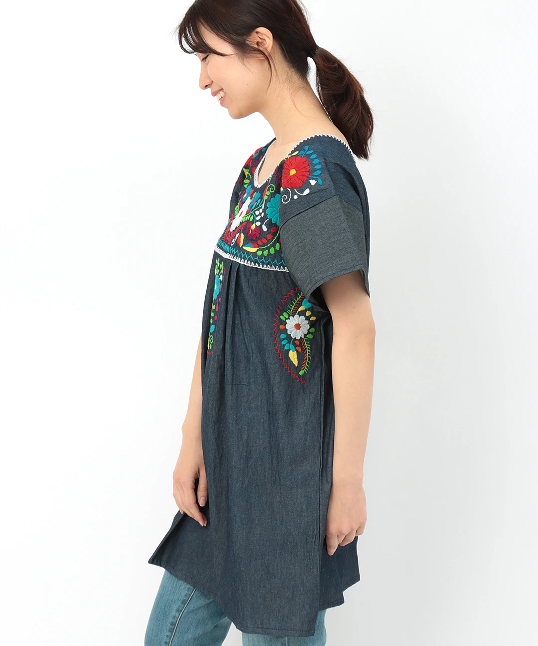 新品】メキシコ刺繍 トップス チュニック ブラウス XSサイズ