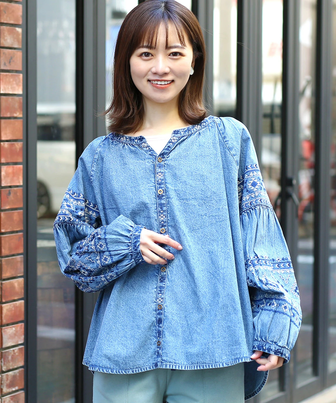 ナバホクロス刺繍ブラウス（大きいサイズ） / シャツ・ブラウス