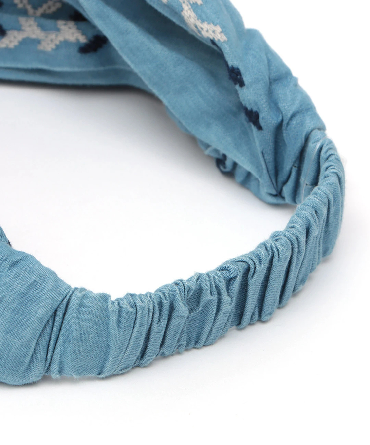 【T I 】GUCCI デニム ヘアバンド ネイビー ライン刺繍デニムヘアバンド / ヘアバンド | エスニックファッション