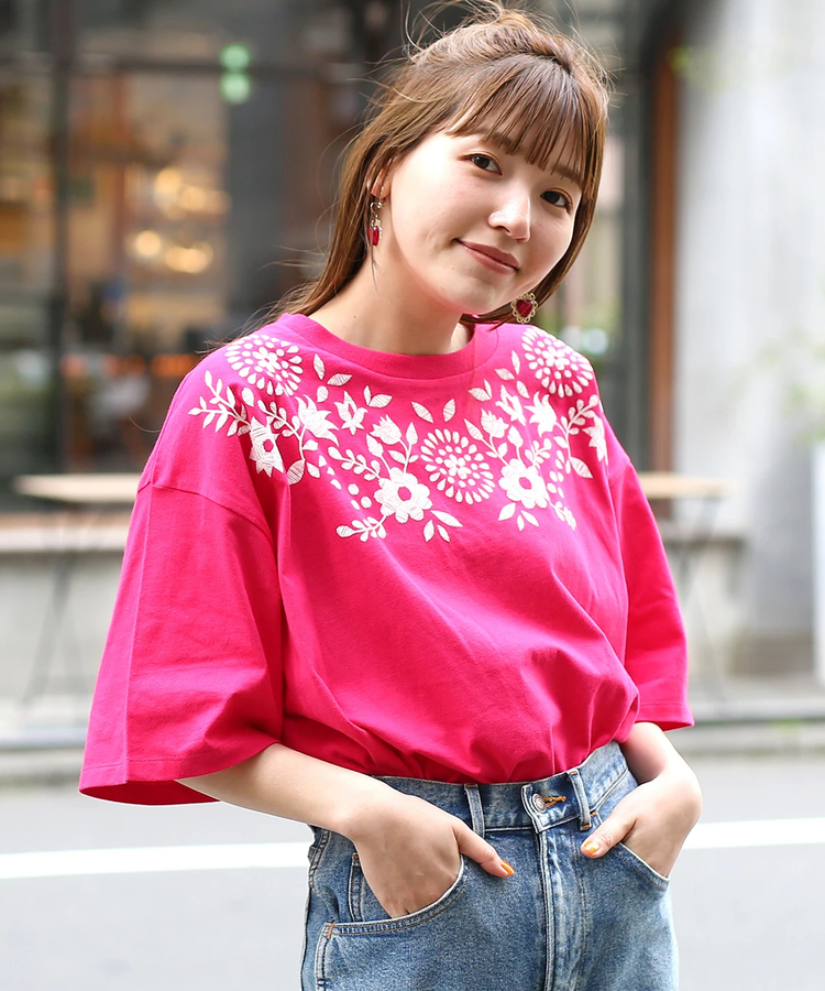 チチカカ |HANAプク プリントTシャツ(大きいサイズ)