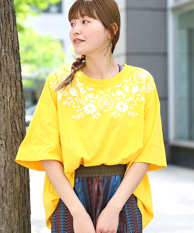 チチカカ |HANAプク プリントTシャツ(大きいサイズ)