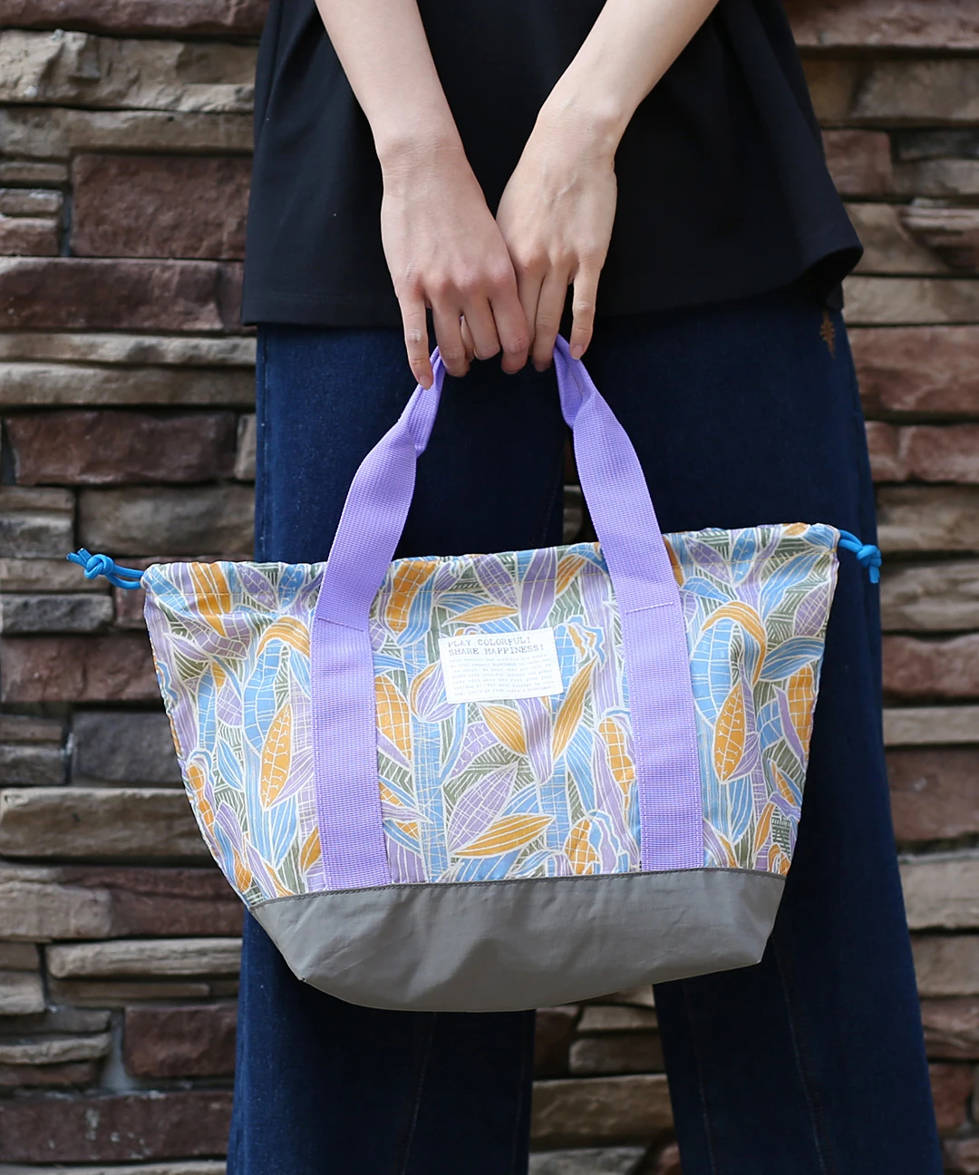 トリさん刺繍の巾着ポーチ 巾着袋 sunny day works 通販