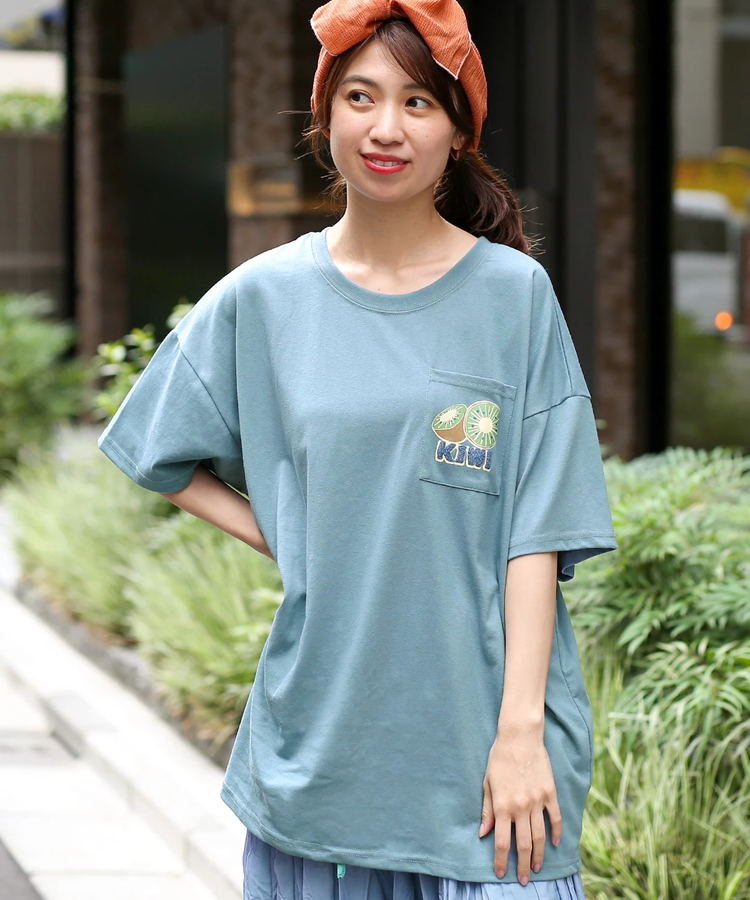 チチカカ |キウイ サガラワッペン Tシャツ(大きいサイズ)