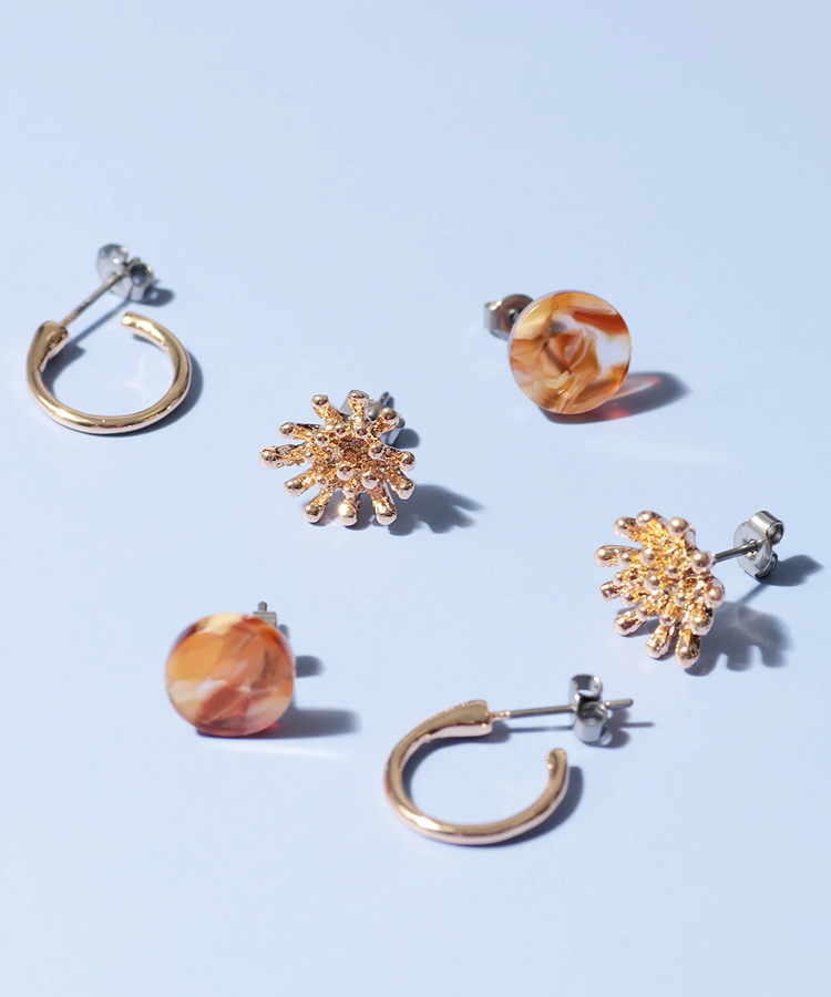 チチカカ |メタルフラワーフープセットピアス