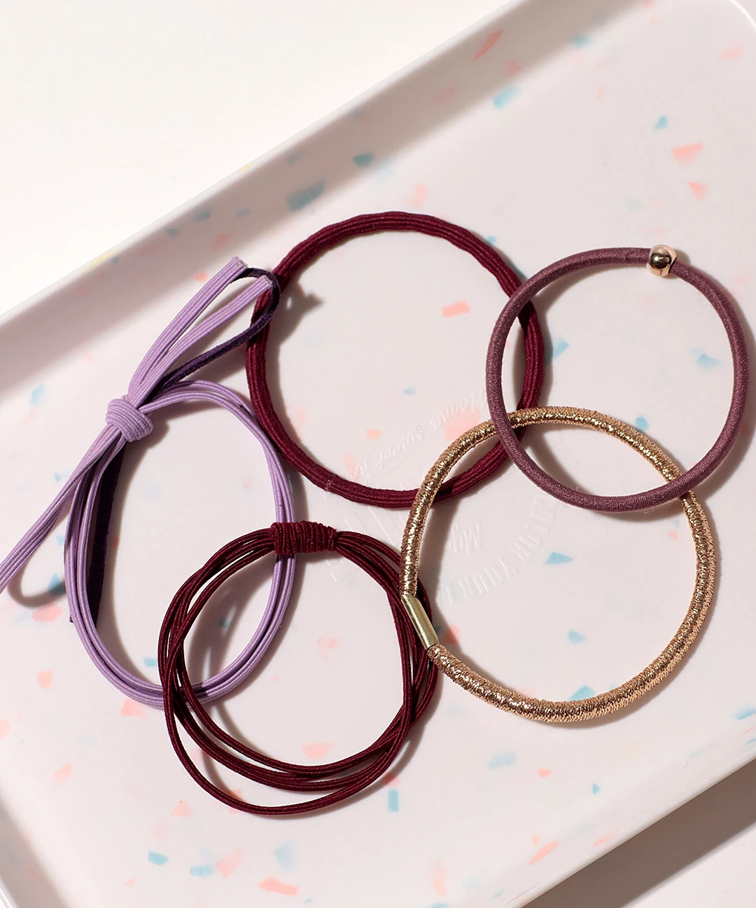 シュシュ  ヘアゴム  パープル/レッド カラフルリボンヘアゴムパッケージセット / ヘアゴム・シュシュ