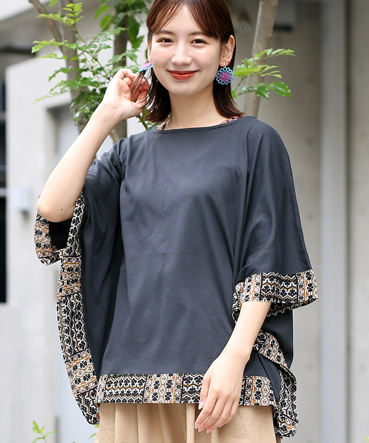 チチカカ |柄切り替えポンチョプルオーバー