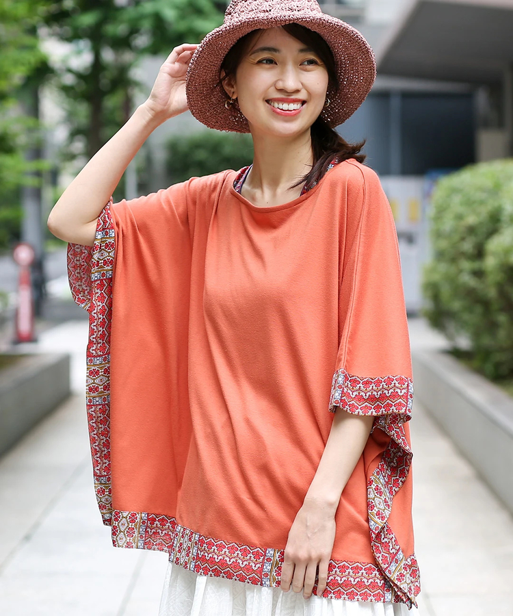 チチカカ |柄切り替えポンチョプルオーバー