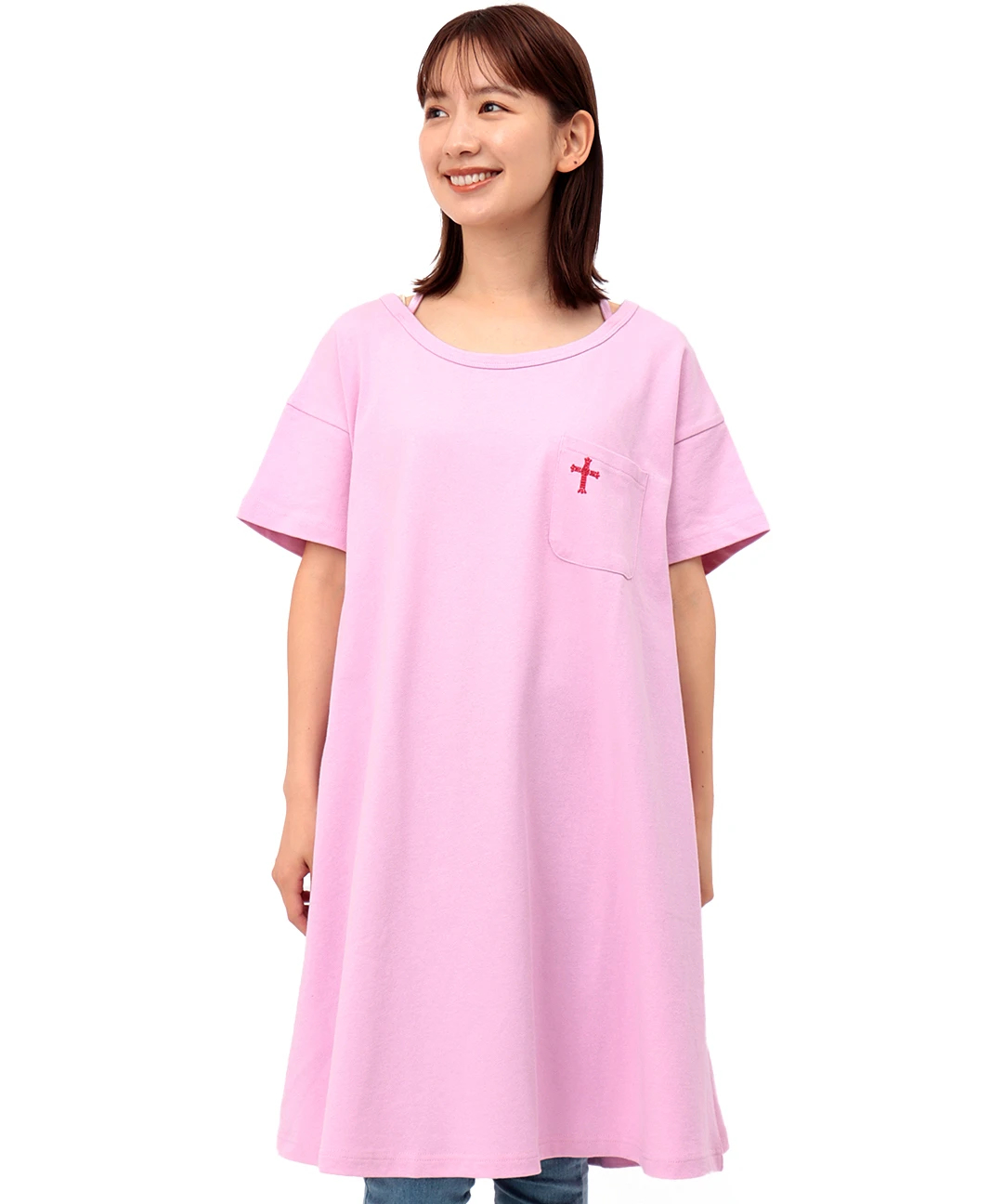 ワンポイント刺繍ワンピース（大きいサイズ） / ワンピース