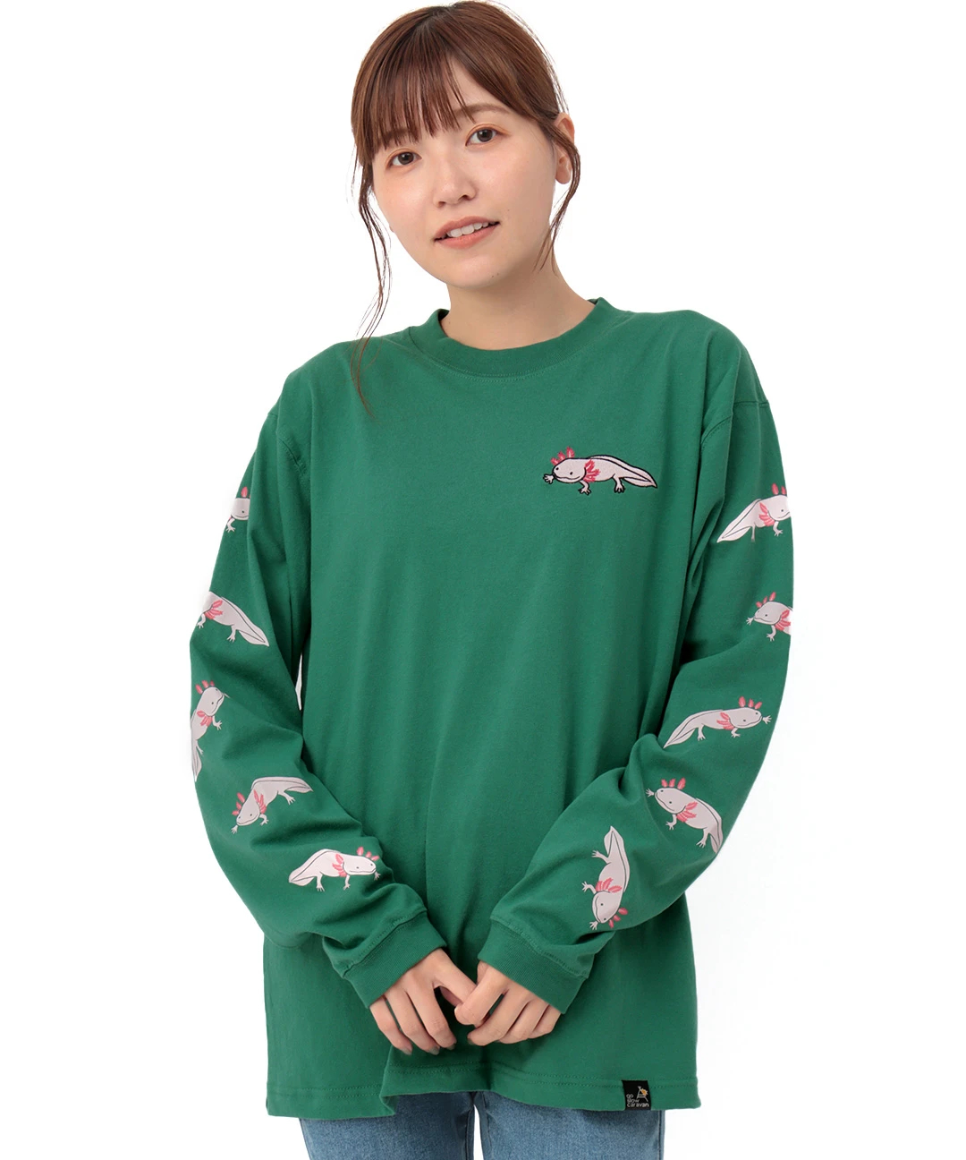 go slow caravan USAコットン ウーパールーパーロングTシャツ go slow caravan USAコットン ウーパールーパーロングTシャツ