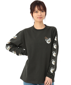 チチカカ |go slow caravan USAコットン猫と晩酌ロングTシャツ【WEB限定】