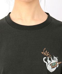チチカカ |go slow caravan USAコットン猫と晩酌ロングTシャツ【WEB限定】