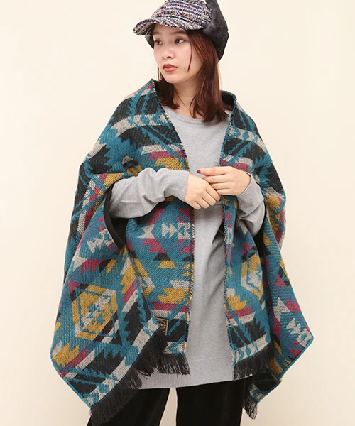 a.v.v ストール マフラー リバーシブルポンチョ レディース