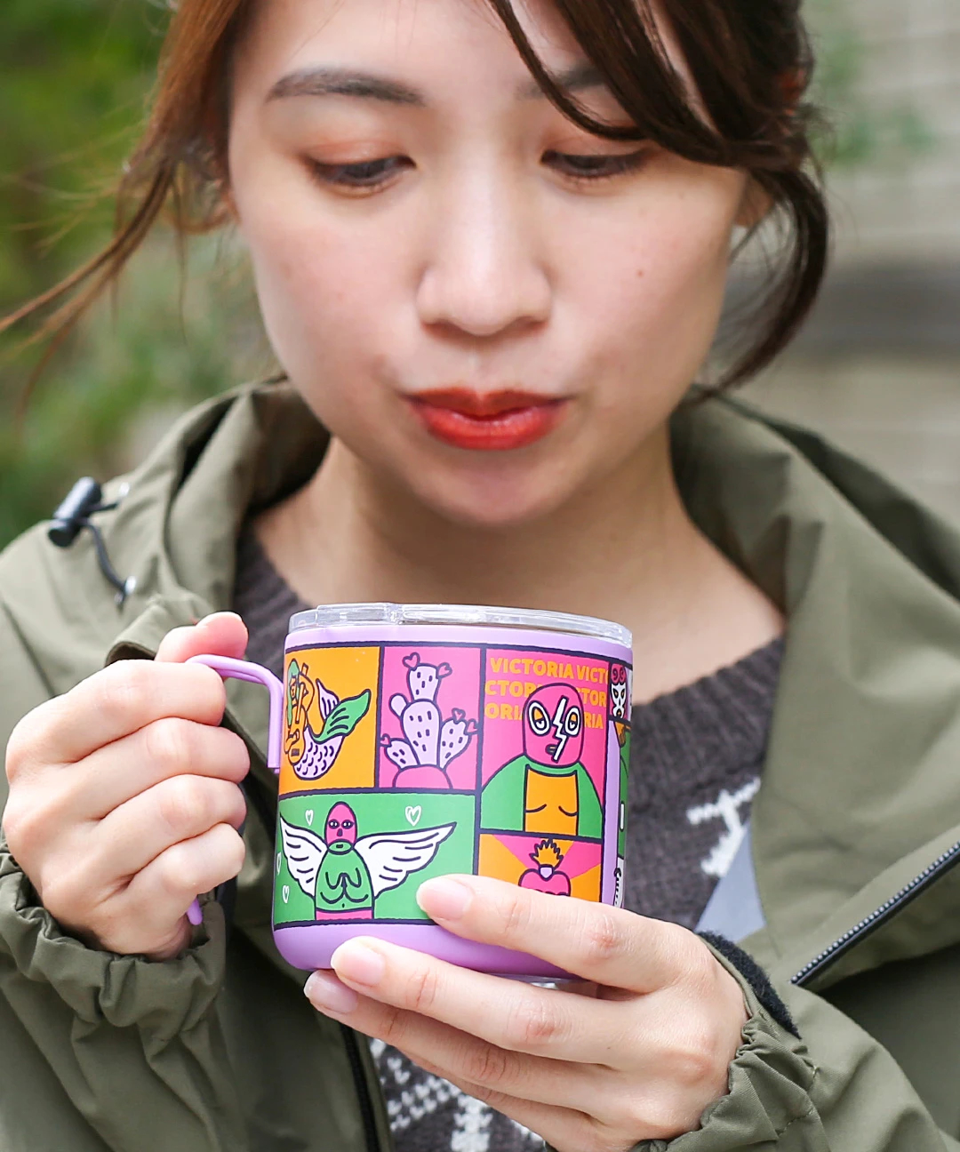 エスニック カブトピン10　チチカカなどとあわせて☆ 蓋付きステンレスマグカップ / 食器・カトラリー | エスニック