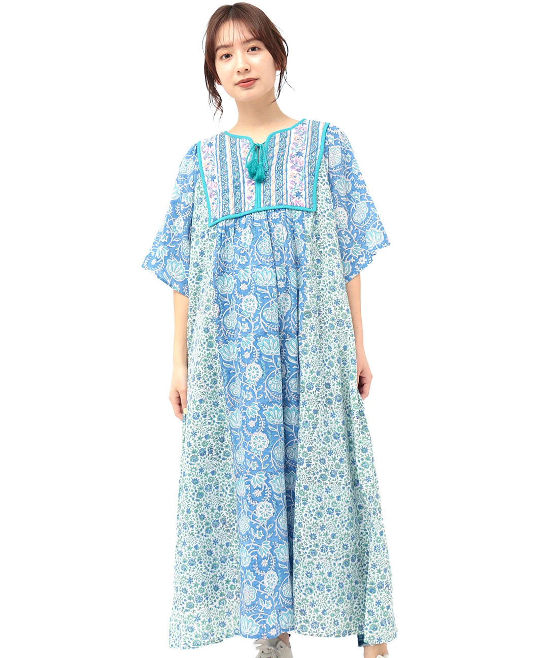 エコフレンドリーダイ パッチブロックプリントワンピース / ワンピース