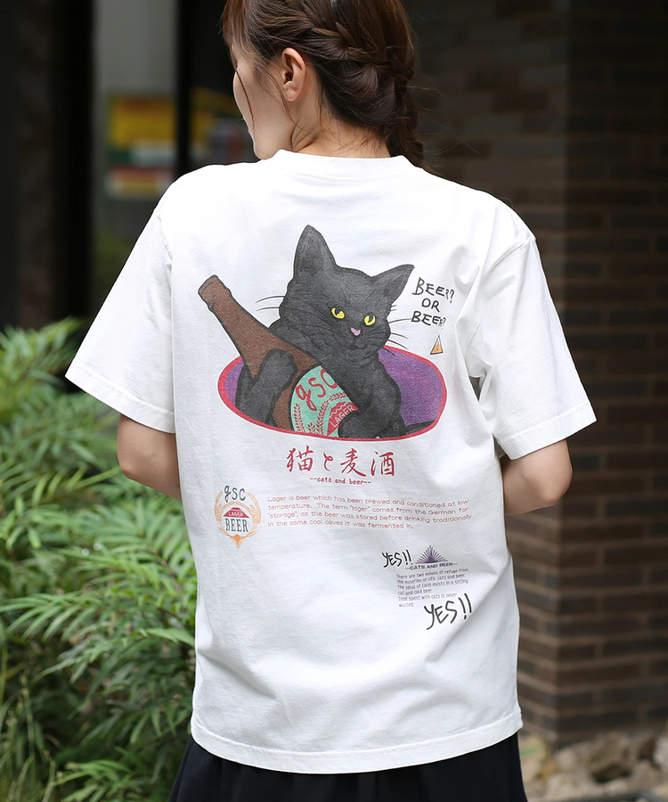 チチカカ |go slow caravan 猫と麦酒バイオTシャツ【WEB限定】