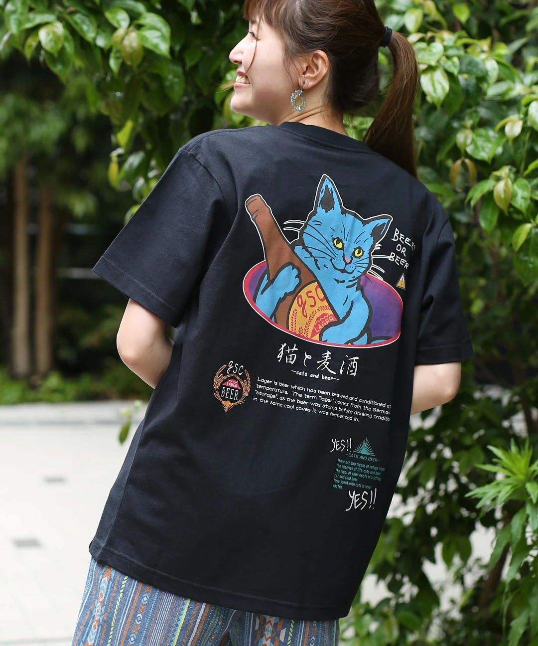 go slow caravan 猫と麦酒バイオTシャツ【WEB限定】 / Tシャツ