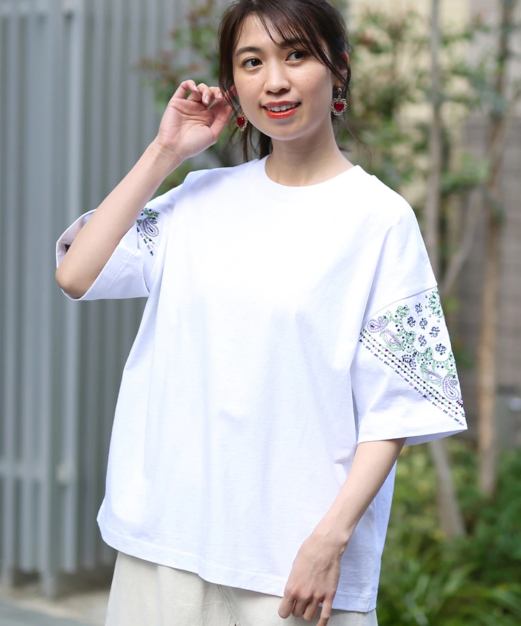 チチカカ |バンダナスリーブ刺繍プルオーバー