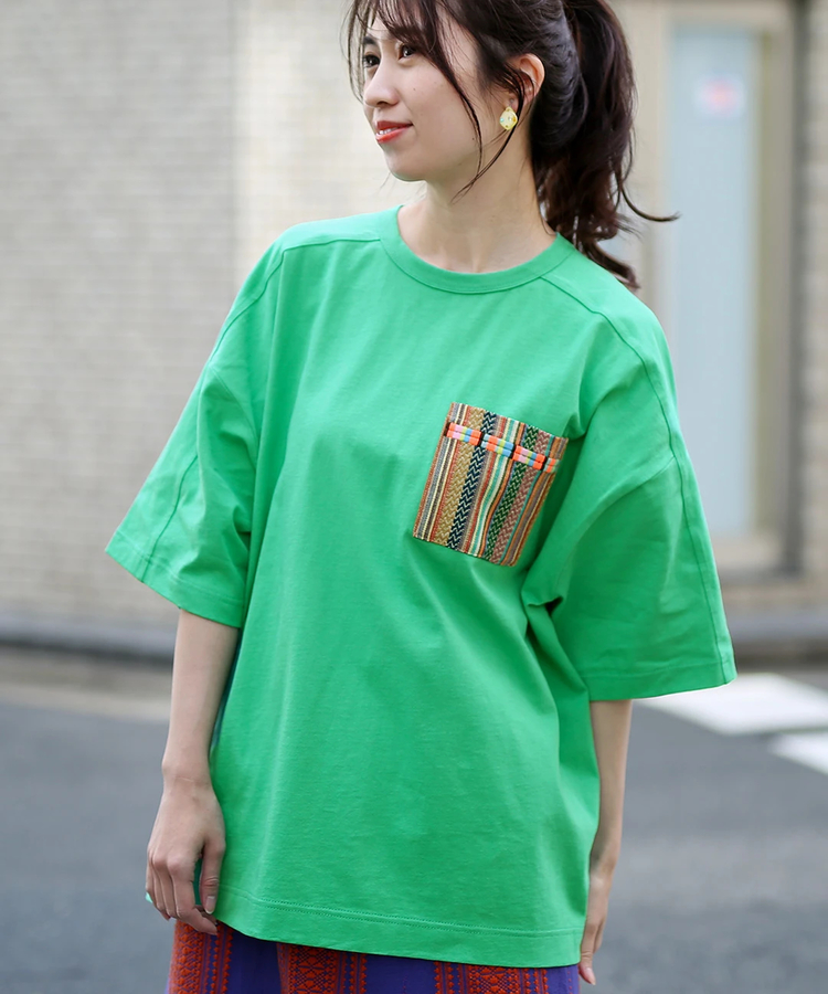 チチカカ |ジャカードポケットコルテ刺繍Tシャツ